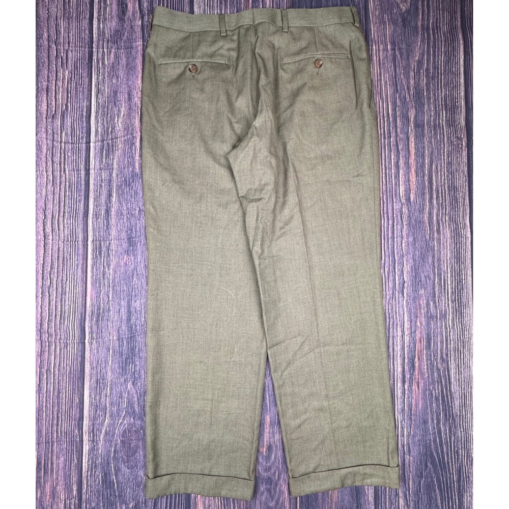 Ralph Lauren Dress Pants 32x30 Poly Rayon Blend Classic Pleated Cuffed Trousers - Picture 3 of 7
